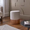 Pouf en teck massif et bouclette