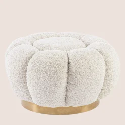 Pouf en tissu bouclé en forme de fleur D65 - JUST