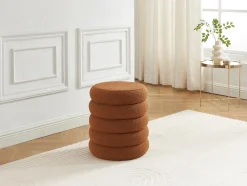 Pouf en tissu bouclette terracotta ECAMBI
