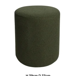 Pouf en tissu bouclette vert kaki Ø33 x H. 39cm JBY Création