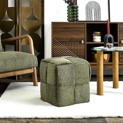 Pouf en tissu côtelé tressé Scott