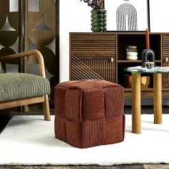 Pouf en tissu côtelé tressé Scott