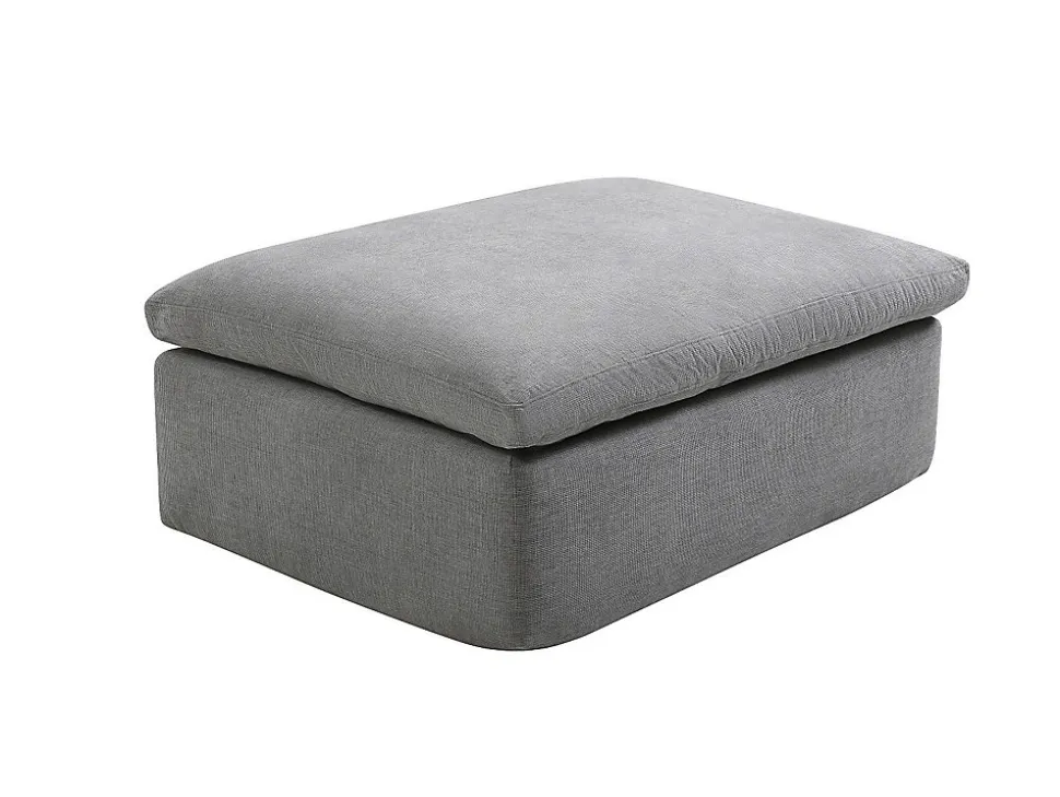 Pouf en tissu gris CORTOLINE - Vente-unique