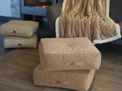Pouf en velours 50 x 50 x 14 cm ensemble de 2 - gris clair