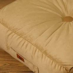 Pouf en velours 50 x 50 x 14 cm ensemble de 2 - beige