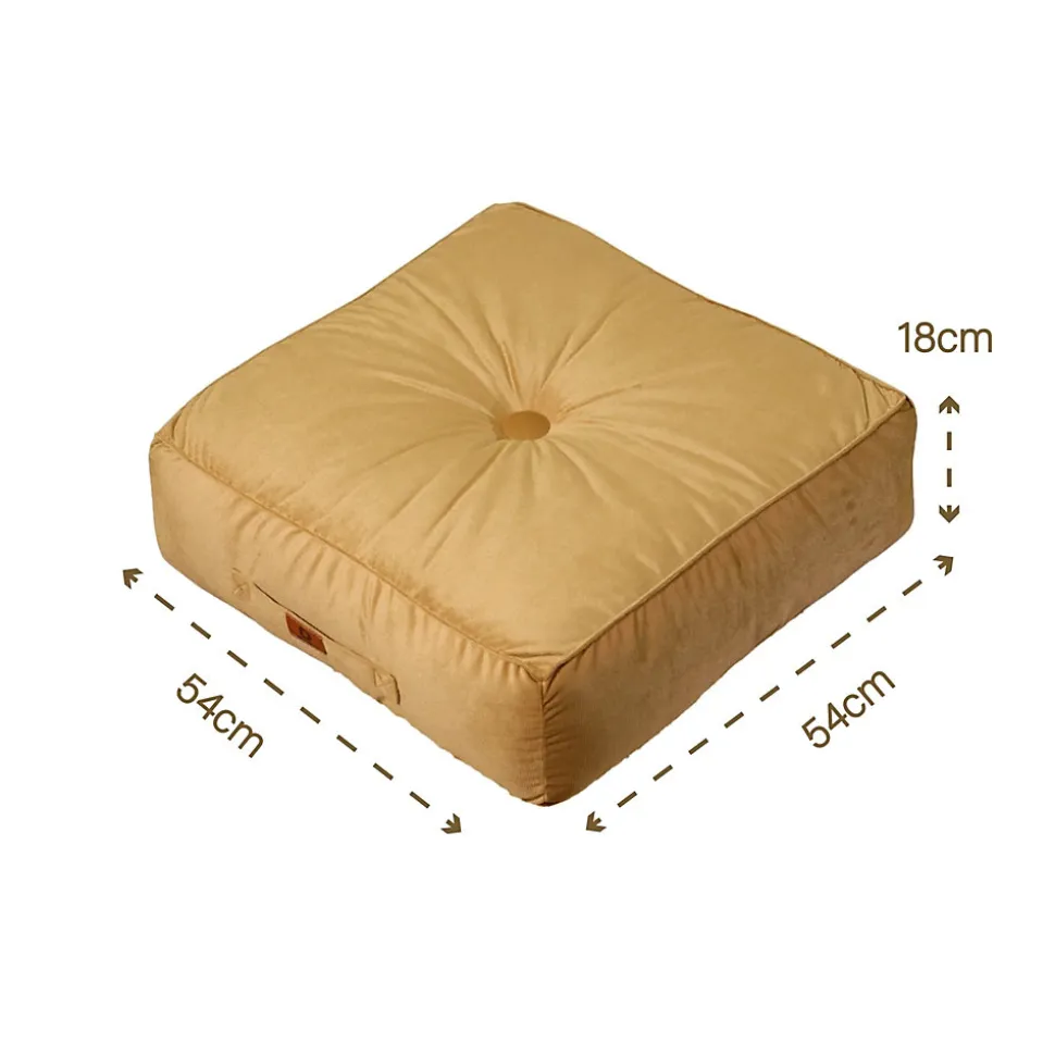 Pouf en velours 50 x 50 x 14 cm ensemble de 2 - beige