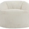 Pouf en velours côtelé "Cusco" 80 x 74 x 49 cm Beige