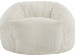 Pouf en velours côtelé "Cusco" 80 x 74 x 49 cm Beige