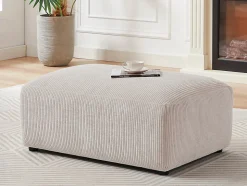 Pouf en velours côtelé beige TIRONO de Maison Céphy