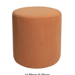 Pouf en velours côtelé marron chocolat Ø33 x H.39 cm, JBY Création