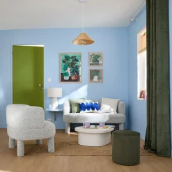 Pouf en velours côtelé vert kaki Ø33 x H.39 cm, JBY Création