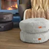 Pouf en velours diamètre 50 ensemble de 2 - gris clair