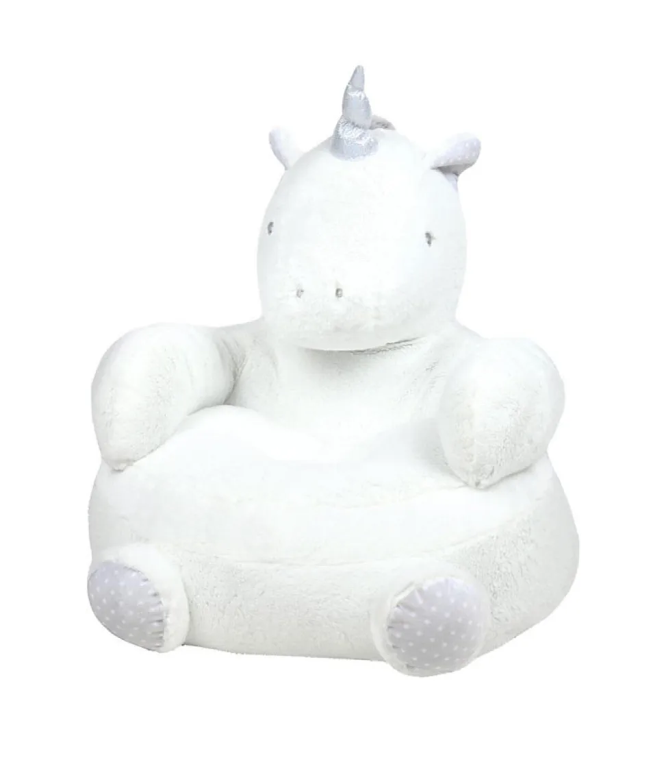 Pouf enfant licorne "Aurore" - 45x45cm - Blanc