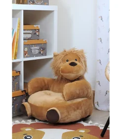 Pouf enfant Lion "Zimba" 45x45x45cm - 45x45cm - Camel