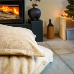 Pouf, fauteuil d'intérieur déhoussable - 90 x 140 cm - Sherpa - Gris clair - Vivezen