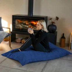 Pouf, fauteuil d'intérieur déhoussable - 90 x 140 cm - Sherpa - Bleu marine - Vivezen