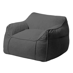 Pouf fauteuil velours côtelé BANANAIR 100x110 cm gris foncé