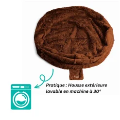 Pouf géant déhoussable fausse fourrure BANANAIR 160 cm chocolat