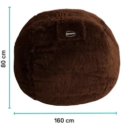 Pouf géant déhoussable fausse fourrure BANANAIR 160 cm chocolat