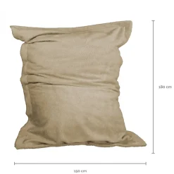 Pouf géant XXL, fauteuil d'intérieur déhoussable - 150 x 180 cm - Sherpa - Beige - Vivezen