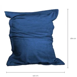Pouf géant XXL, fauteuil d'intérieur déhoussable - 150 x 180 cm - Sherpa - Bleu marine - Vivezen