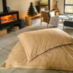 Pouf géant XXL, fauteuil d'intérieur déhoussable - 150 x 180 cm - Sherpa - Bleu marine - Vivezen