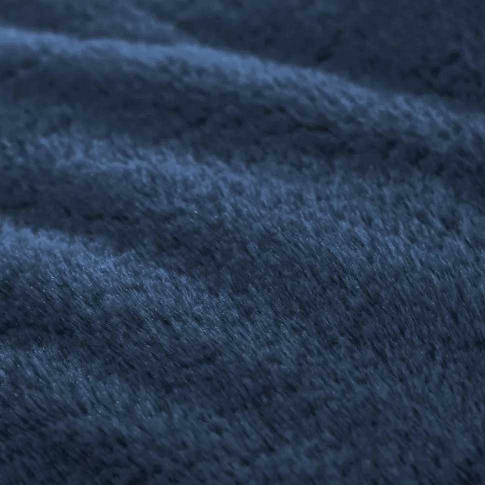 Pouf long géant déhoussable fausse fourrure bleu 160 cm