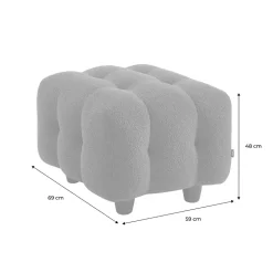 Pouf. module pour canapé. repose-pieds pour canapé 2 places en bouclette texturée moutarde L 69 x P 59 x H 48cm - Leon