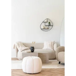 Pouf Paisley, Blanc, Polyester, 48x48x38 cm, Seven Design