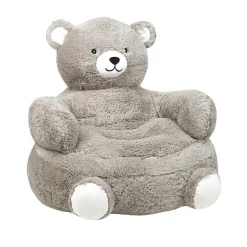 Pouf peluche ours enfant (45x45x45 cm - Gris)