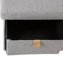 Pouf pliant double Suède gris à tiroirs - Atmosphera