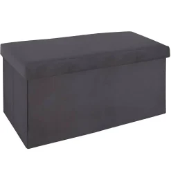 Pouf pliant double Tess gris foncé en velours - Atmosphera