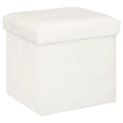 Pouf pliant Ezzio - bois - blanc - Atmosphera