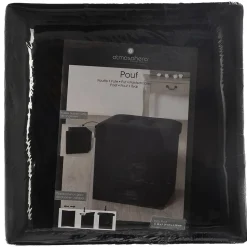 Pouf pliant Lysandre noir effet velours - Atmosphera