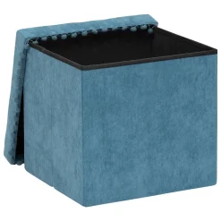 Pouf pliant Mémo 40x38cm bleu canard - Atmosphera