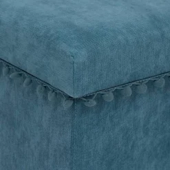 Pouf pliant Mémo 40x38cm bleu canard - Atmosphera