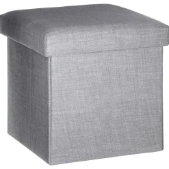 Pouf pliant Tomaz gris clair - Atmosphera