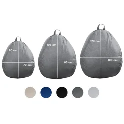 Pouf poire déhoussable BANANAIR 105 x 85 cm gris foncé