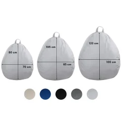 Pouf poire déhoussable en polyester BANANAIR 105 x 85 cm gris