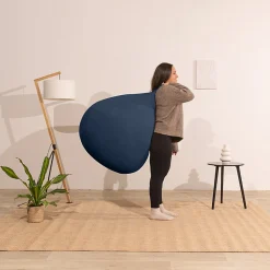 Pouf poire déhoussable velours côtelé BANANAIR 105x85 cm bleu foncé