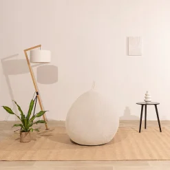 Pouf poire déhoussable velours côtelé BANANAIR 105x85 cm beige