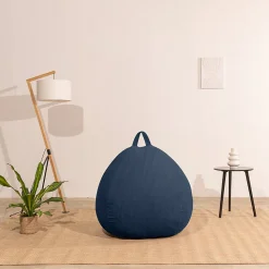 Pouf poire déhoussable velours côtelé BANANAIR 120x100 cm bleu foncé
