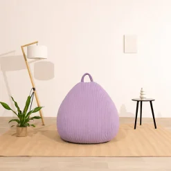 Pouf poire déhoussable velours côtelé BANANAIR 105x85 cm violet parme