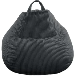 Pouf poire déhoussable velours côtelé BANANAIR 105x85 cm gris foncé