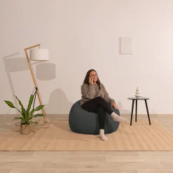 Pouf poire déhoussable velours côtelé BANANAIR 105x85 cm gris foncé