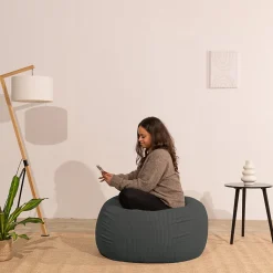 Pouf poire déhoussable velours côtelé BANANAIR 105x85 cm gris foncé