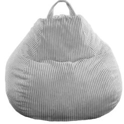 Pouf poire déhoussable velours côtelé BANANAIR 80x70 cm gris clair