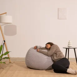 Pouf poire déhoussable velours côtelé BANANAIR 80x70 cm gris clair