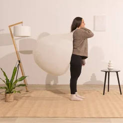 Pouf poire déhoussable velours côtelé BANANAIR 120x100 cm beige