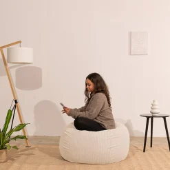 Pouf poire déhoussable velours côtelé BANANAIR 120x100 cm beige